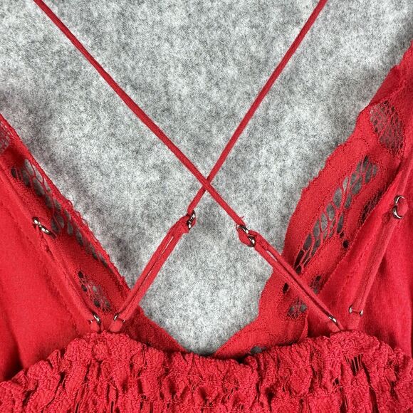 Free People Adella Lace Slip Dress Womens XS Lipstick Combo Purple Red Boho NEW - Picture 6 of 13